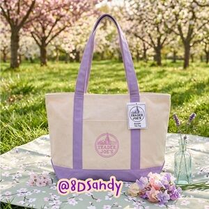 💜 Trader Joe's Large Canvas Tote - Lavender